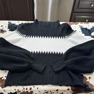 French Connection Black and White Cowl Neck Sweater
